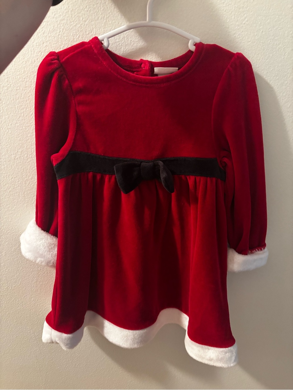 Cat & Jack Red Velvet Dress with Black Bow Accent and Hat
